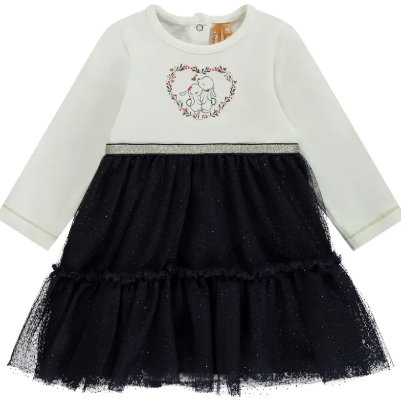 Robe body manches longues effet 2 en 1 bi-matière pour bébé fille