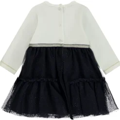 Robe body manches longues effet 2 en 1 bi-matière pour bébé fille