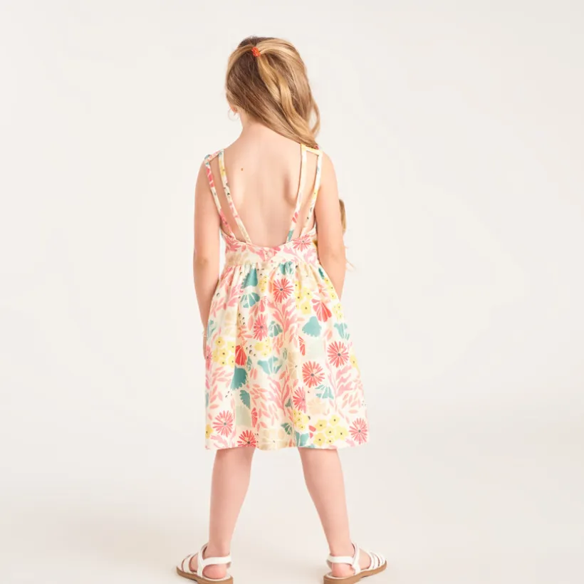 Robe à bretelles avec dos plongeant imprimé fantaisie pour fille