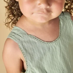 Robe à bretelles double en façonné pour bébé fille
