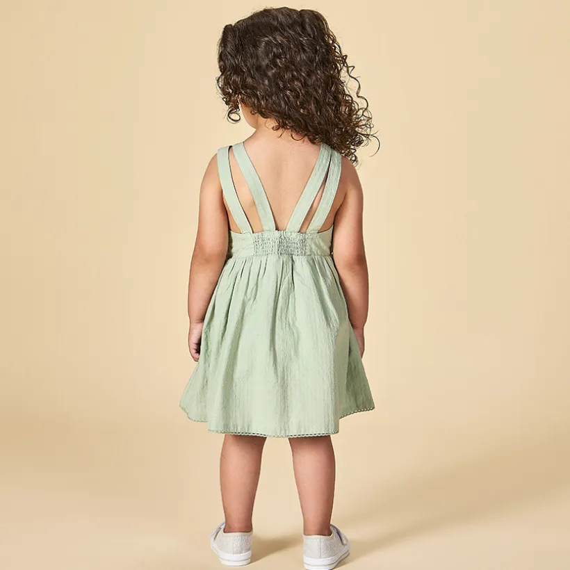 Robe à bretelles double en façonné pour bébé fille