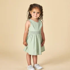 Robe à bretelles double en façonné pour bébé fille