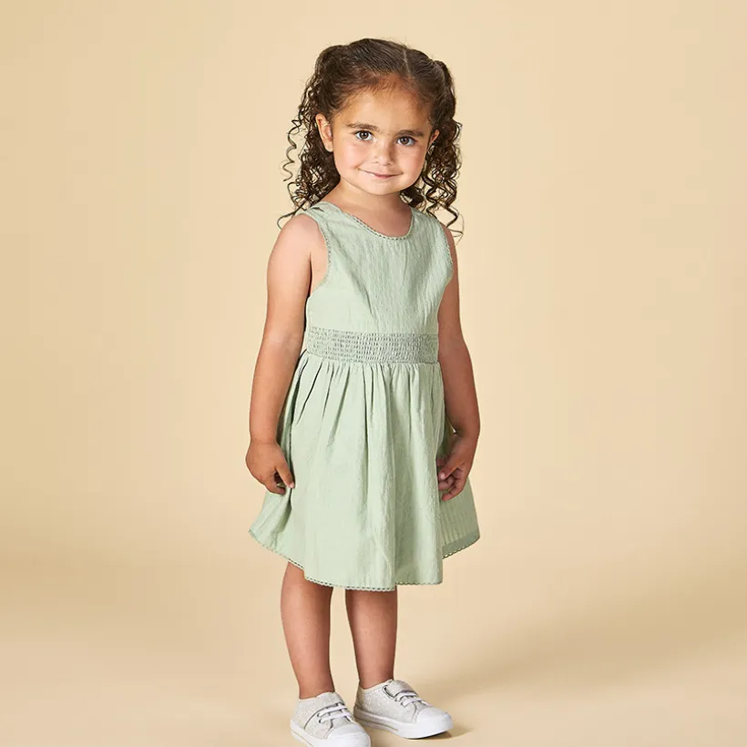 Robe à bretelles double en façonné pour bébé fille