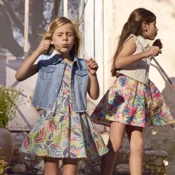 Robe à bretelles doubles imprimé Hibiscus pour fille