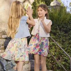 Robe à bretelles doubles imprimé Hibiscus pour fille