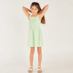 Robe à bretelles en broderie anglaise pour fille