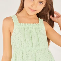 Robe à bretelles en broderie anglaise pour fille