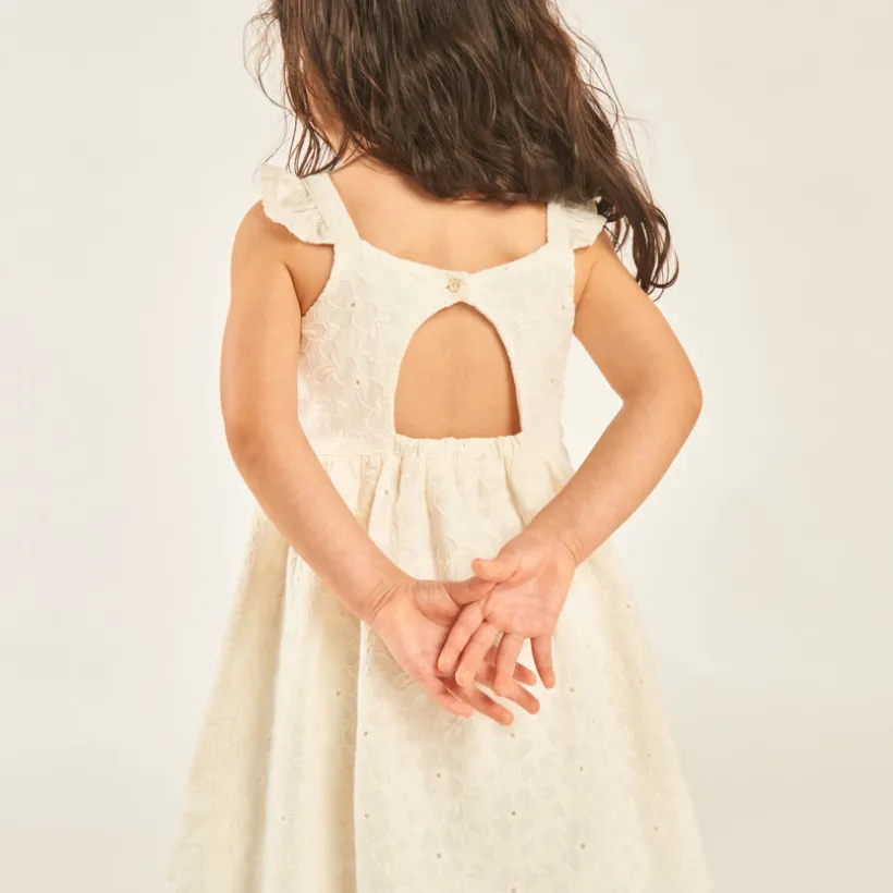 Robe à bretelles en broderie anglaise avec dos ajouré pour bébé fille