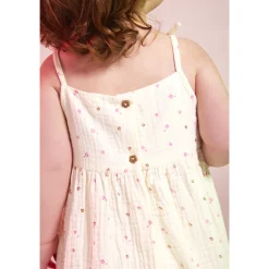 Robe à bretelles en gaze de coton imprimé fleurs pour bébé fille
