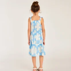 Robe à bretelles en seersucker imprimé fleuri pour fille