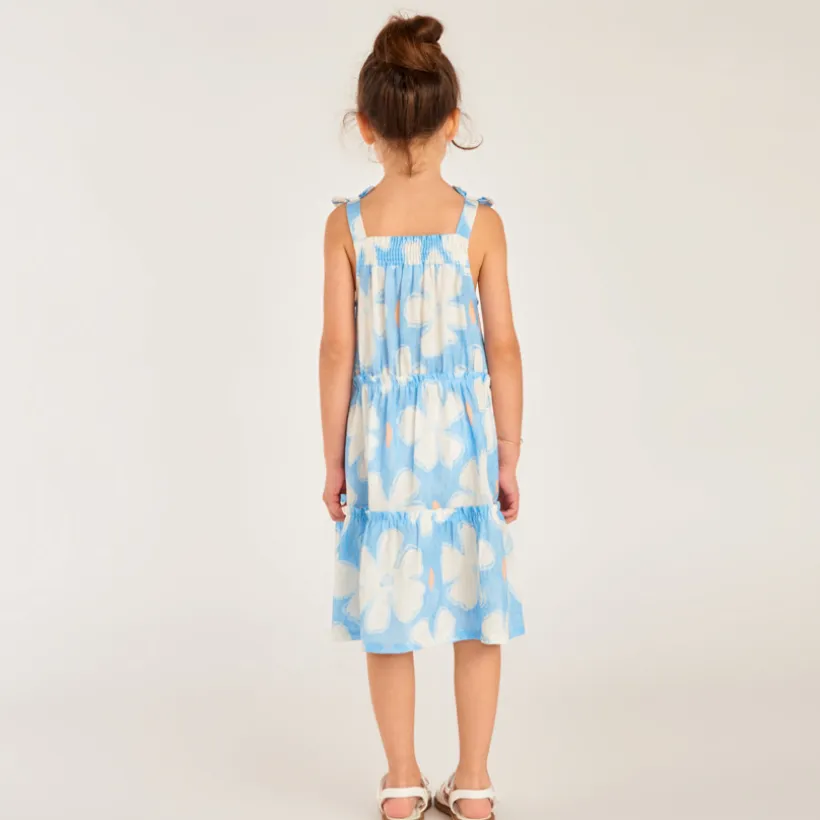 Robe à bretelles en seersucker imprimé fleuri pour fille