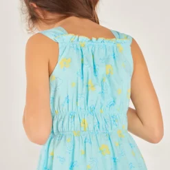 Robe à bretelles en toile imprimé fantaisie coquillages pour fille