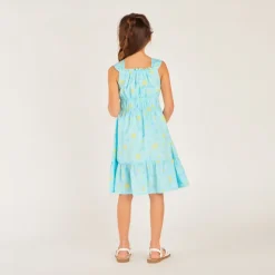 Robe à bretelles en toile imprimé fantaisie coquillages pour fille