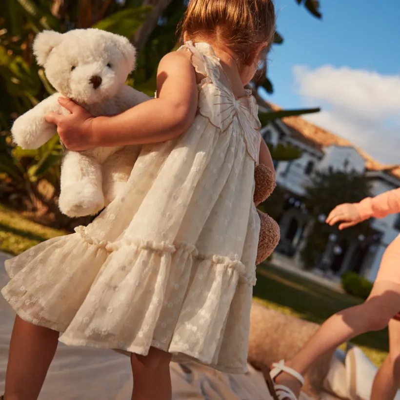 Robe à bretelles en tulle brodée ailes de papillon dans le dos pour bébé fille