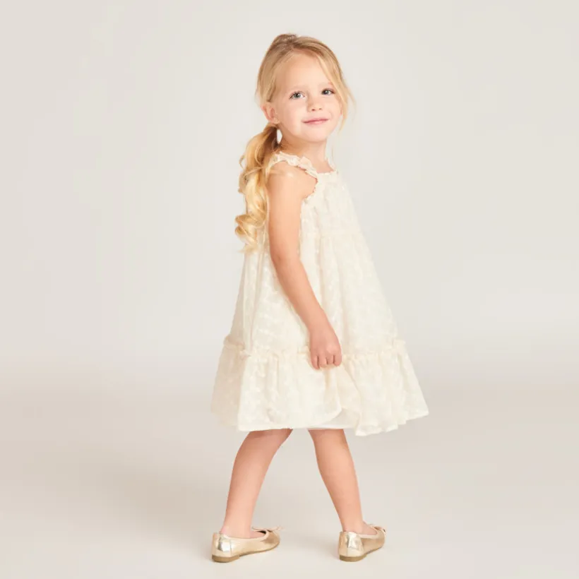 Robe à bretelles en tulle brodée ailes de papillon dans le dos pour bébé fille