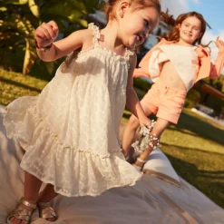 Robe à bretelles en tulle brodée ailes de papillon dans le dos pour bébé fille
