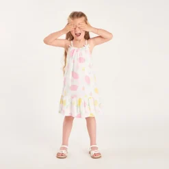 Robe à bretelles imprimé citron pour fille