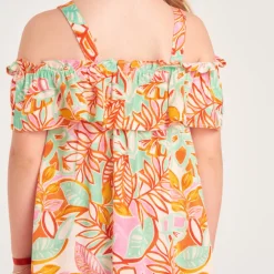 Robe à bretelles imprimée fantaisie pour fille