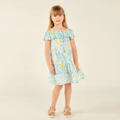 Robe à bretelles imprimée fantaisie printanière pour fille