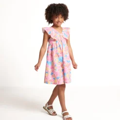 Robe à bretelles volantées imprimé floral pour fille