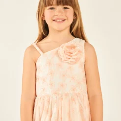 Robe bustier asymétrique avec fleurs brodées pour fille