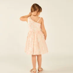 Robe bustier asymétrique avec fleurs brodées pour fille