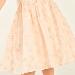 Robe bustier asymétrique avec fleurs brodées pour fille