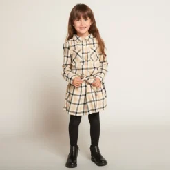 Robe chemise ceinturée à carreaux pour fille