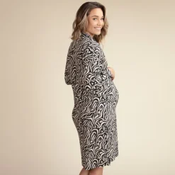 Robe chemise de grossesse et d'allaitement imprimé ethnique