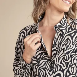 Robe chemise de grossesse et d'allaitement imprimé ethnique