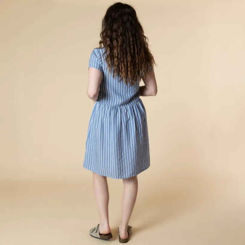 Robe chemise de grossesse et d'allaitement rayée