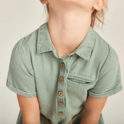 Robe chemise à manches courtes avec ceinture pour fille