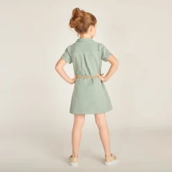 Robe chemise à manches courtes avec ceinture pour fille