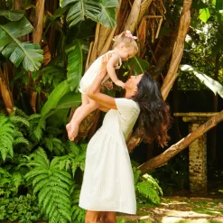 Robe chemise manches courtes en toile à rayures pour femme enceinte