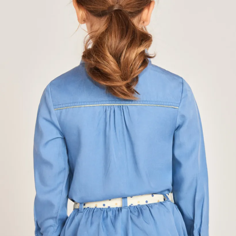 Robe chemise manches longues avec ceinture pour fille