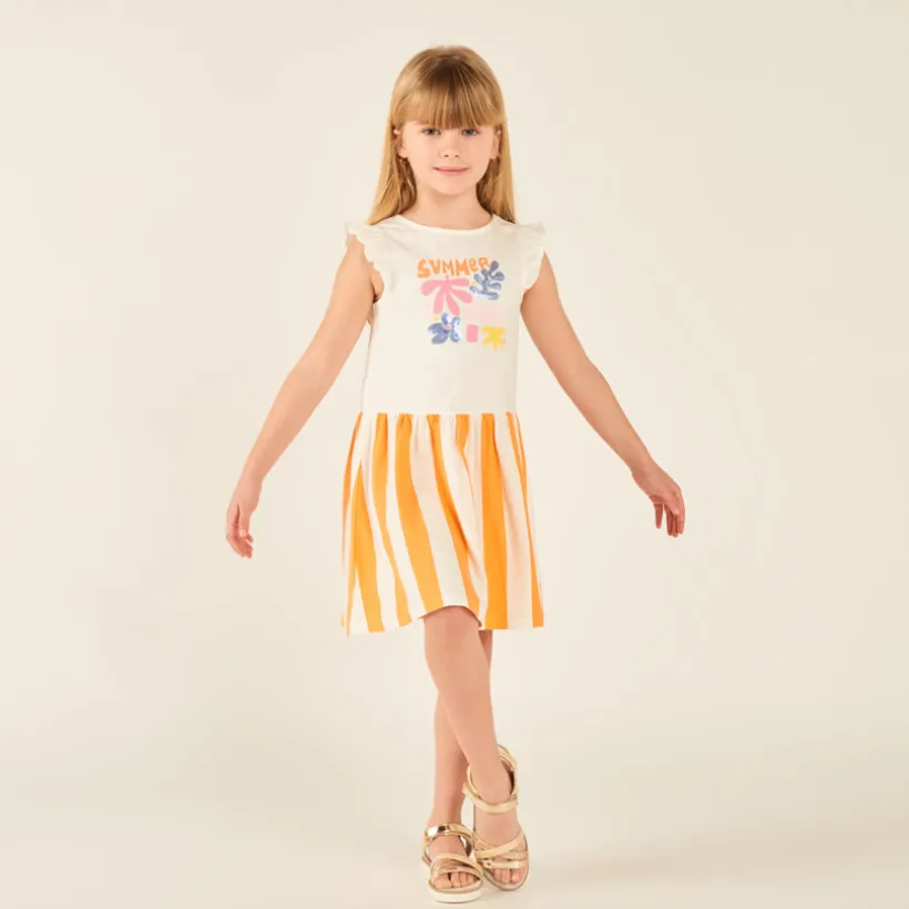 Robe débardeur 2-en-1 bas à rayures pour fille