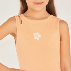 Robe débardeur en maille broderie fleurs pour fille