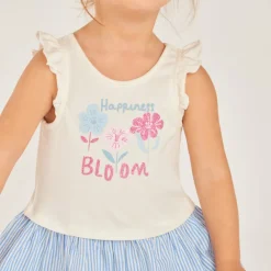 Robe débardeur 2-en-1 print fantaisie et jupe à rayures pour bébé fille