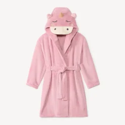 Robe de chambre licorne rose en sherpa pour fille