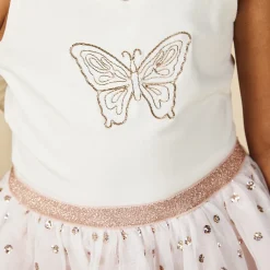 Robe de cérémonie avec ailes et tulle pailleté pour fille