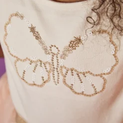 Robe de cérémonie avec cape en tulle effet ailes pailletées pour fille