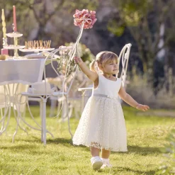 Robe de cérémonie bi-matière à dos ajouré cœur pour bébé fille