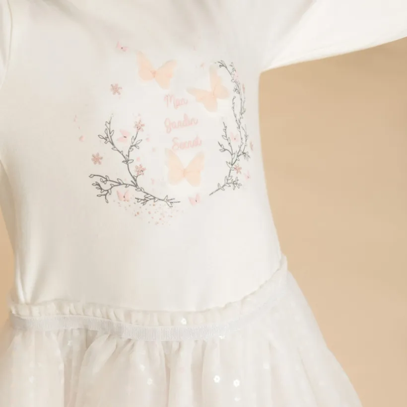 Robe de cérémonie bi-matière effet 2 en 1 pour bébé fille