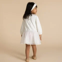 Robe de cérémonie bi-matière effet 2 en 1 pour bébé fille