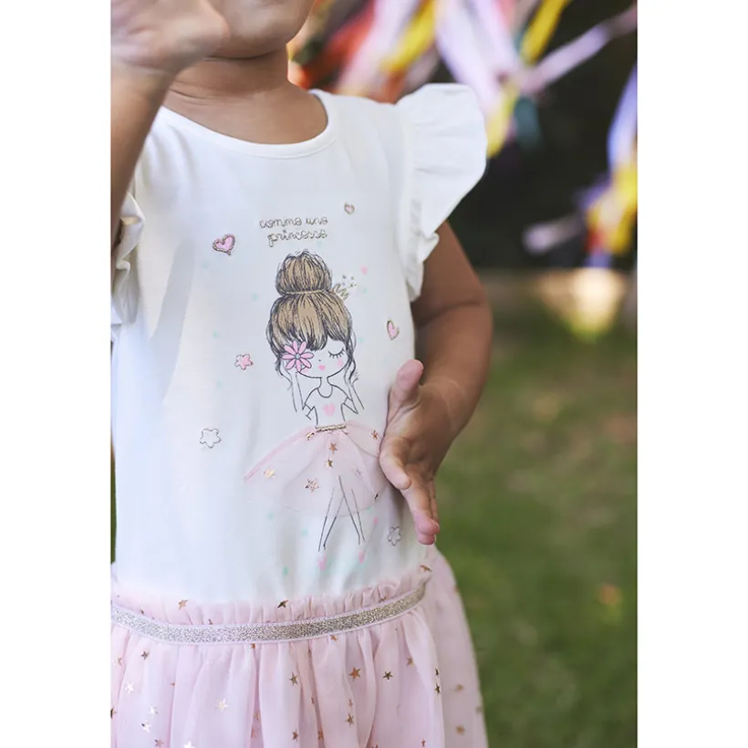 Robe de cérémonie effet 2 en 1 avec tulle imprimé pour bébé fille
