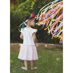 Robe de cérémonie effet 2 en 1 avec tulle imprimé pour bébé fille
