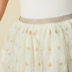 Robe de cérémonie manches courtes effet 2 en 1 en tulle brodé pour fille