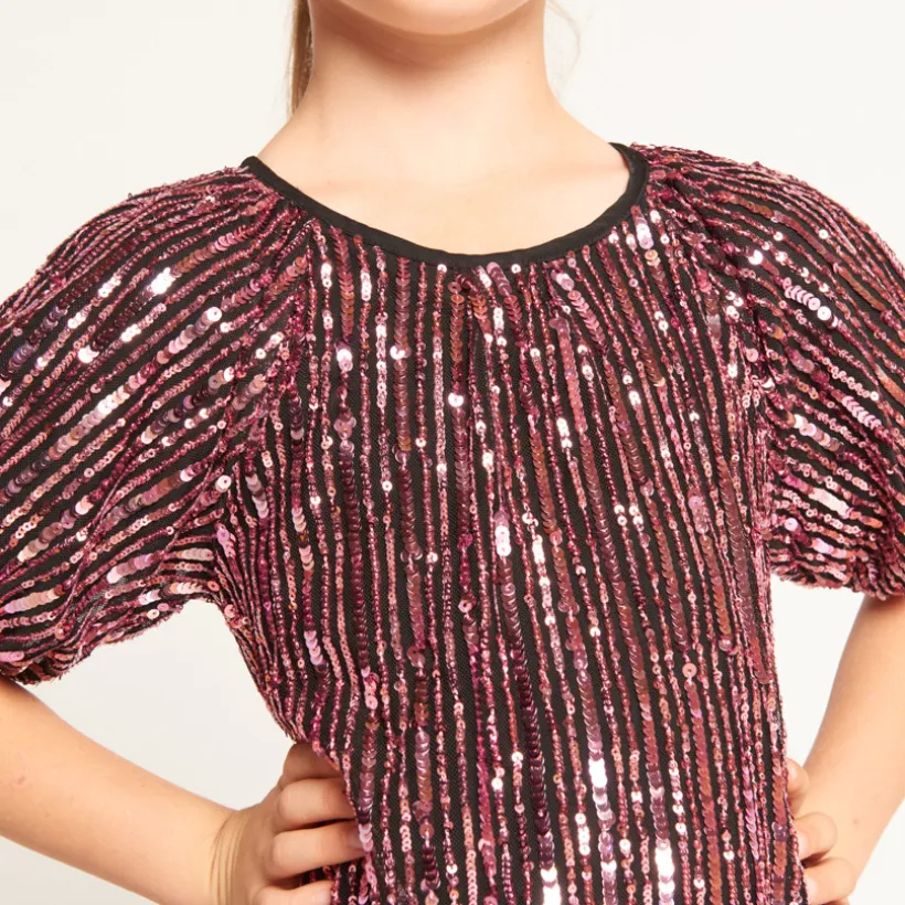 Robe de fête en sequins rose pour fille