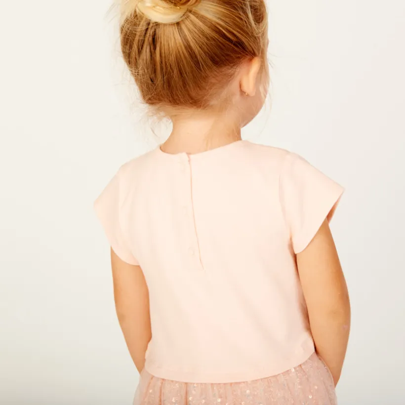 Robe de fête manches courtes effet 2 en 1 pour bébé fille