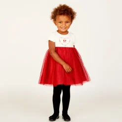 Robe de fête manches courtes effet 2 en 1 pour bébé fille